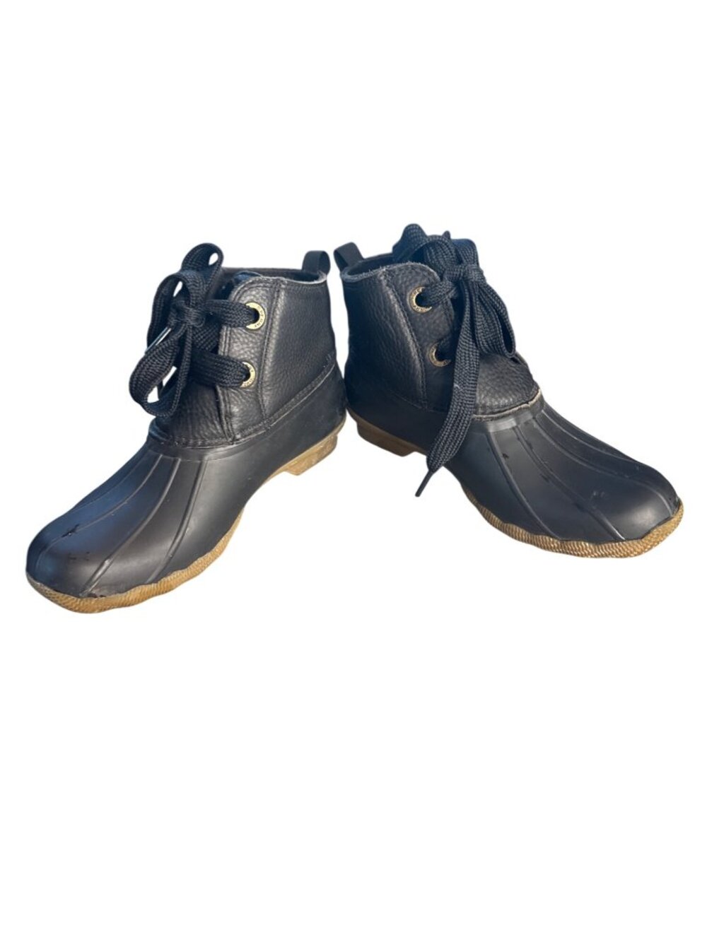 perry Saltwater Duck Boot Women's Size 7 Black Waterproof Lace Up Rain